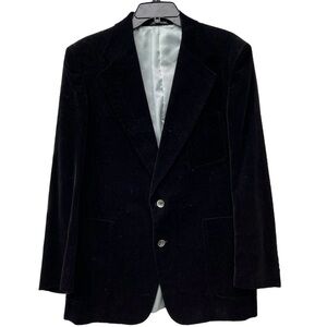 Vintage Bullocks Mens Lined Black Velvet 2 Button  3 Pocket Blazer Size L
